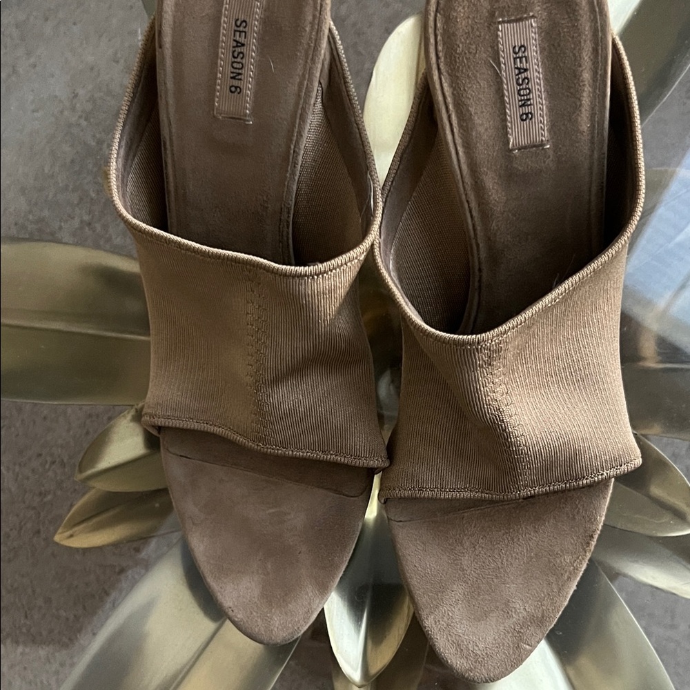 Yeezy Brown Open-Toe Mules